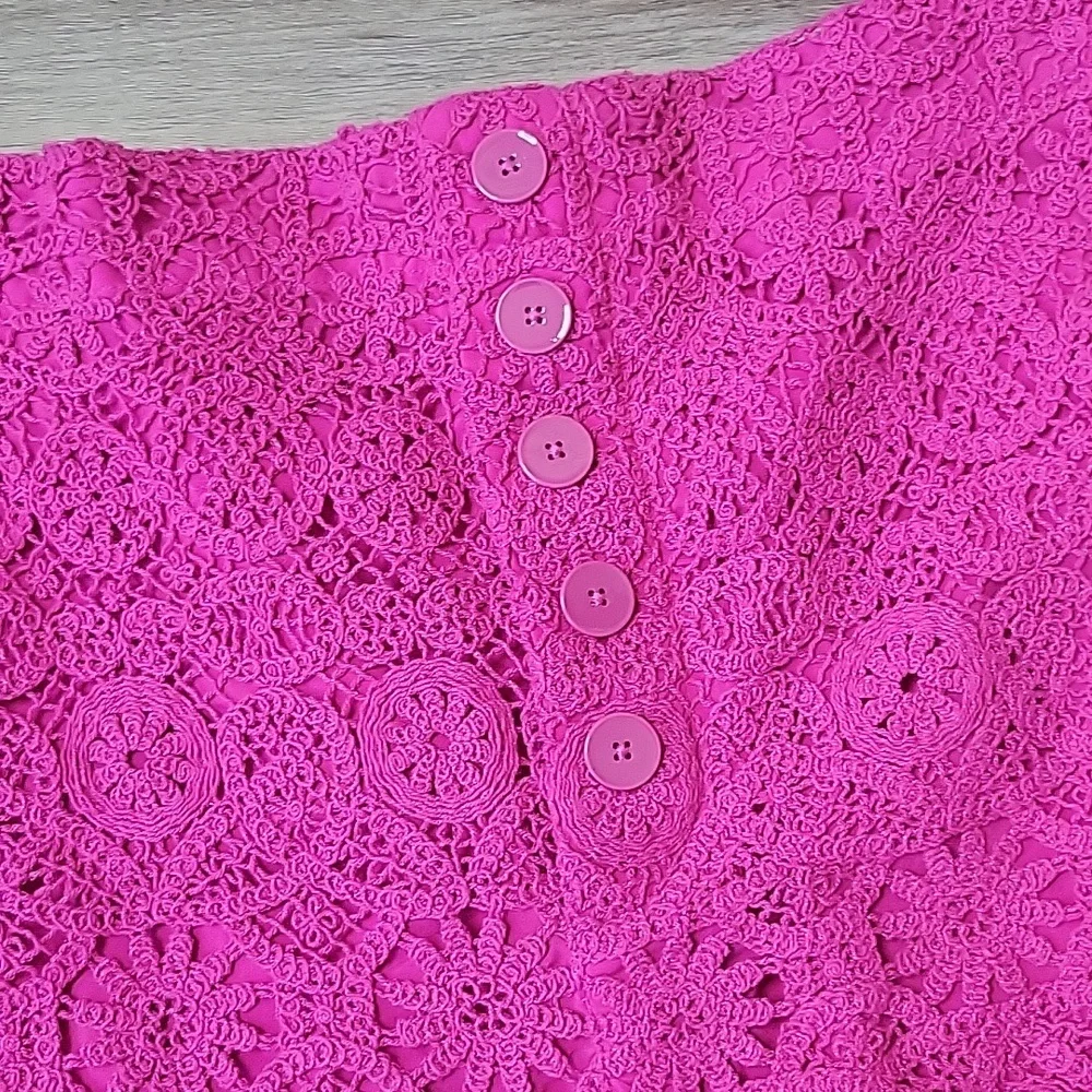 NWT Anthropologie × Maeve Eyelet Lace Crochet High Rise Shorts Fuschia Pink 12